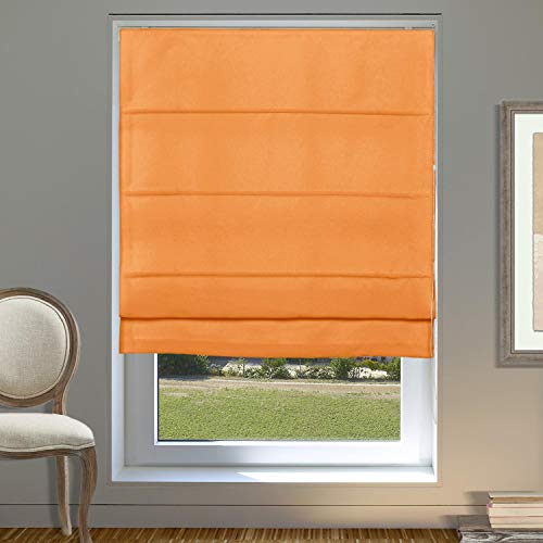 cololeaf Roman Shades for Windows, Customized Roman Shade Blind Lighter Filtering for French Doors with Windows Roman Shades Blackout, Install Hardware Included, Orange, 1 Piece