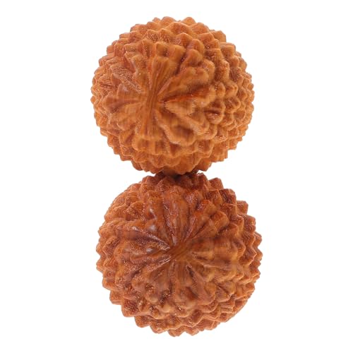 TOVINANNA Durian-shaped Wooden Hand Massage Balls 2pcs Set, Acupoint Acupressure Fitness Handballs for Stress Relief and Hand Exercise, Natural Wood Rolling Massage Balls for Wellness