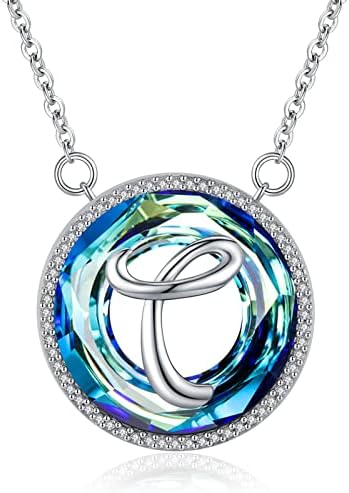 Eusense Initial Necklace Letter Pendant Silver 925 Alphabet Jewellery for Women Girls
