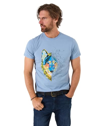Joe Browns Men's Wolf Contrast Print Crew Neck Tee T-Shirt, Blue, XXL
