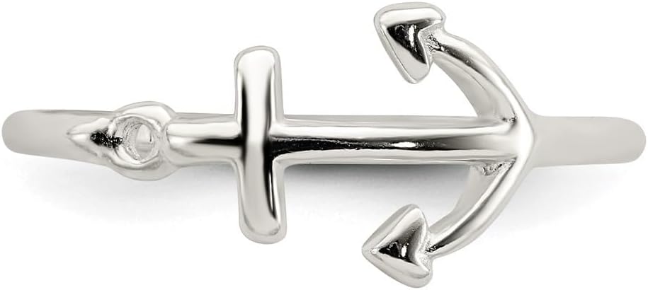 925 Sterling Silver Polished Anchor Ring
