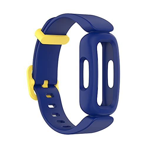 Panda Bobo Compatible with Fitbit Ace 3 for Kids Soft Silicone Waterproof Bracelet Accessories Sports Watch Strap (Dark Blue+Yellow) - Image 4