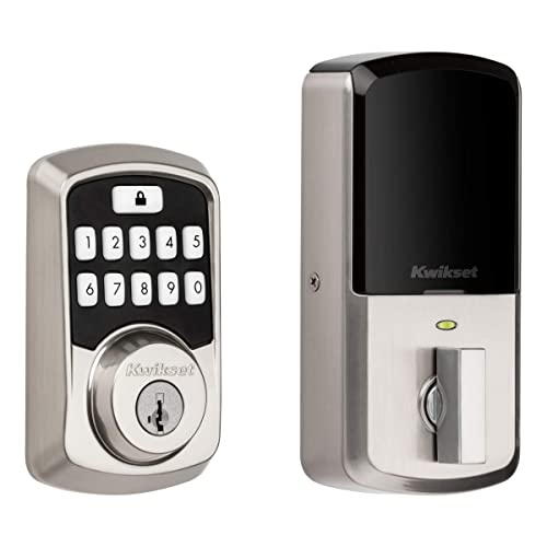 Kwikset 99420-001 Aura Bluetooth Programmable Keypad Door Lock Deadbolt Featuring SmartKey Security, Satin Nickel by Kwikset - Used condition - US$95.48