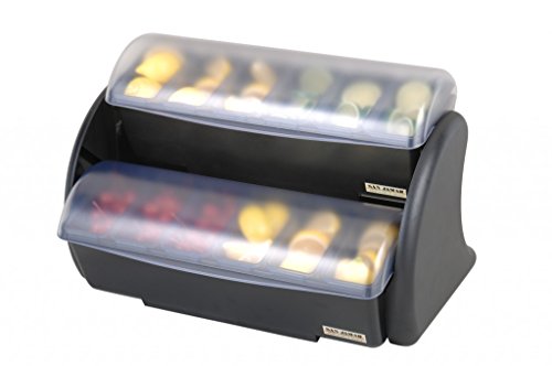 San Jamar BDS4266 Dome Garnish Condiment Caddy, (3) 2 Quart Deep and (6) 1 Pint Trays