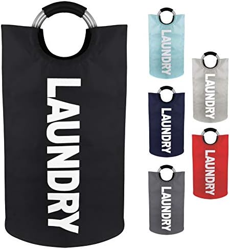 Neatkeep Large Laundry Bags for Heavy-Duty Use with Aluminum Handles, Collapsible Fabric Laundry Basket, Foldable Clothes Bag, (Available in 6 Colors) (Black)