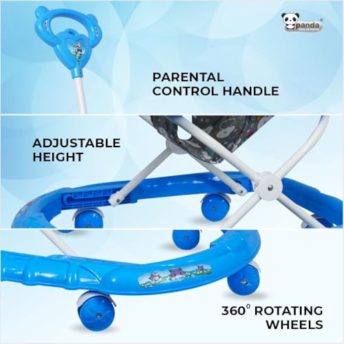 Image of Panda Baby Products Walker with Push Handle, Musical Toys & Adjustable Height - Safe & Comfortable Learning Walker for Babies (6-18 Months) (Blue, 111 Baby Walker)
