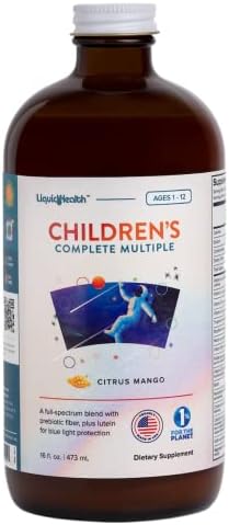 LIQUIDHEALTH 16 Oz Kids Liquid Multivitamin Complete Multiple for Children, Toddlers - Essential Vitamins & Minerals Supplement, Immune Support, Gluten Free, Non GMO, Prebiotic Fiber