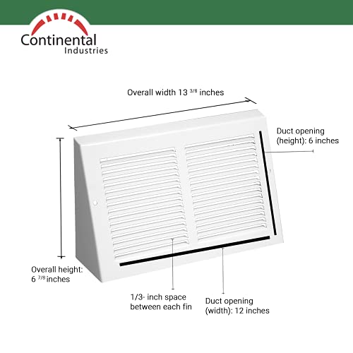 Continental Triangular Baseboard Grille Air Vent Covers - 12X6-Inch Opening & 6 ⅞ X13 ⅜-Inch Overall #TOP3