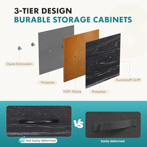 Image of OLIXIS 9 Drawer Storage Dresser with Wood Top - Wide Fabric Chest Organizer for Bedroom, Closet, Living Room,Tower Cabinet, TV Stand, Hallway Entryway Furniture,Black Wood Grain