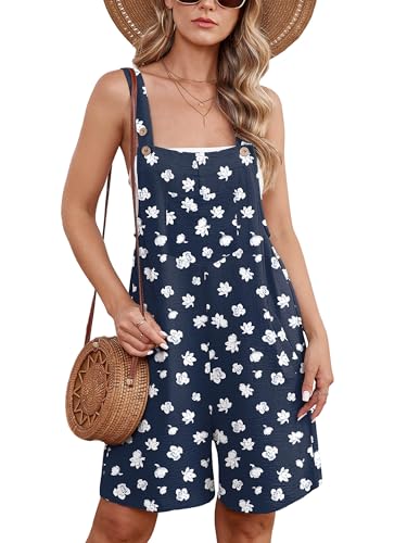 Moodclo Jumpsuits For Women Flower Bud Small Summer Short Overalls Casual Sleeveless Adjustable Loose Women's Rompers with Pockets 2026