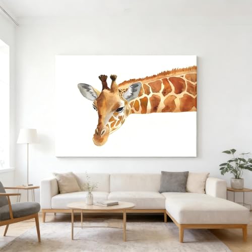 Toile Murale Art Minimaliste Nature Girafe Horizontale Déco Chambre 60x90