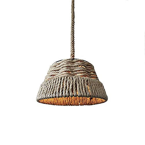 Lámpara colgante E27 de cuerda de cáñamo natural y metal antiguo