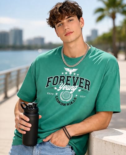 Image of London Hills Printed Cotton Blend Half Sleeve Oversized Men Round Neck Tshirts | T Shirt for Man | Tshirt | Shirts Men | Tshirt for Man | T-Shirt | Pack of 2