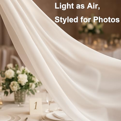 TWPER Bridal Neck Scarf Long for Wedding, 142 Inch White Wedding Scarf for Bride – Minimalist Tulle Wrap for Ceremony Elopement Reception Bridal Portrait Accessory