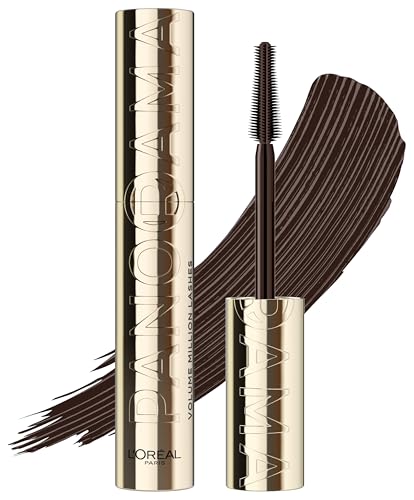 L'Oréal Paris Augen Makeup, Panorama Mascara für Volumen & Definition, Braune Wimperntusche für optisch größere Augen, Volume Million Lashes mit Panorama-Bürste, Farbe Braun (brown), 1x 9,9ml