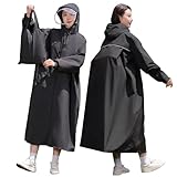 [モリヲハシル] レインコート レディース メンズ 【レッグカバー付き・足も濡れない】 雨具 上下 ポンチョ レインウェア カッパ 自転車 リュック対応 梅雨対策 軽量 通気 通勤 通学 防水 撥水加工 男女兼用 コンパクト 収納袋付き (ブラック XL)
