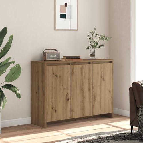 Frdhee Vitrina de cocina, aparador, roble Artisan, 102 x 33 x 75 cm, material de madera para cocina, salón, pasillo, entrada