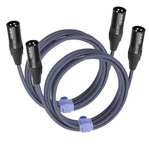HUALEU 10FT 3Pin XLR Male to Male Audio Cable,Hi-End (OFC) Silver Plated Connector Studio Mixer Amplifier Adapter Cable-2 Pack