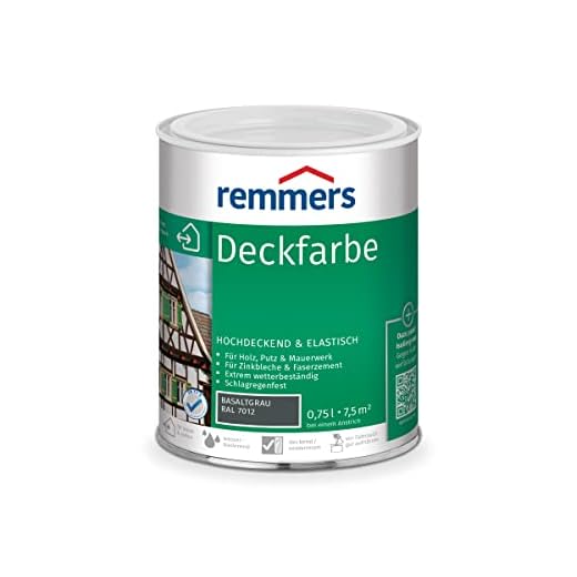 Remmers Deckfarbe basaltgrau (RAL 7012), 0,75 Liter, Deckfarbe für innen und außen, Wetterschutzfarbe viele Untergründe, hochdeckend, wetterfest