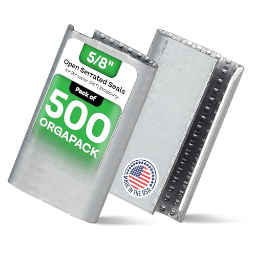 IDL Packaging Orgapack Open Serrated Seals for 5/8" Strap Width Polyester (PET) Strapping (Pack of 500) - Patented Serrated Pattern - Superior Holding Power of Packaging Strapping