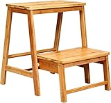 COSTWAY Escalera Plegable, Silla Escalera de Madera de 2 Peldaños, Taburete Escalera, Multifunción Escalera Banqueta Taburete Estantería Escalón para Baño Hogar Decoración, hasta 100kg