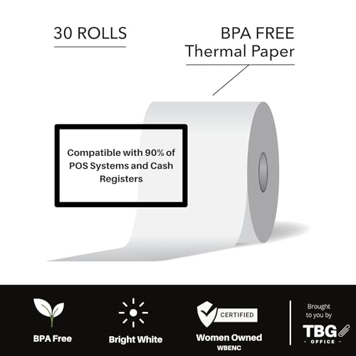 3 1/8” x 230' Thermal Paper Rolls - BPA FREE – MADE IN USA - Receipt paper rolls – Point of Sale Cash Register - Thermal printer paper - Credit Card Paper - for POS systems (1 Case - 30 Rolls) by TBG OFFICE - Image 9