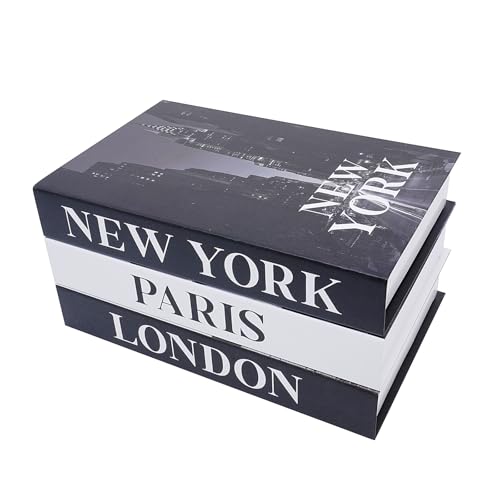 3 PCS Faux Decorative Books for Home Decor-Coffee Table Books Decor-Aesthetic Fake/Faux Books for Decoration,libros Decoration for Coffee Table, Shelf Accessories (3-Paris London Newyork kiss)