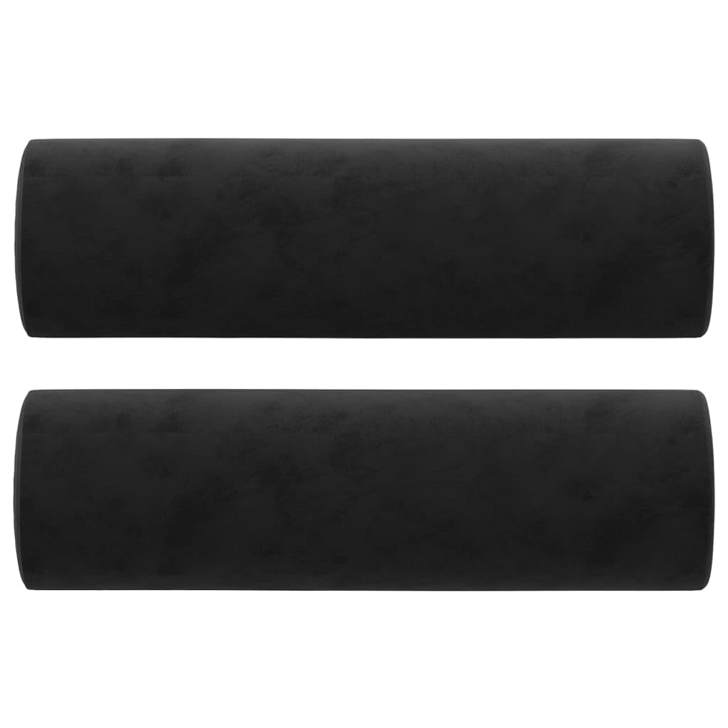 Coussin pour canapé salon velours noir Ø15x50 cm lot de 2 coussins décoratifs