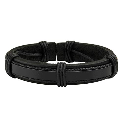 Eigso Wooden Bead PU Leather Cuff Bracelet Bangle for Men Women Woven Handmade Snap Adjustable Wrap4