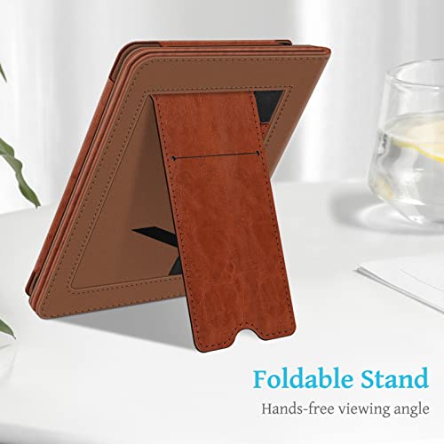 Fintie Stand Case For All-New Kindle (11Th Generation, 2022 Release) Model No. C2V2L3 - Premium Pu Leather Sleeve Cover With Card Slot And Hand Strap (Not Fit Paperwhite Or Oasis), Vintage Brown #TOP3
