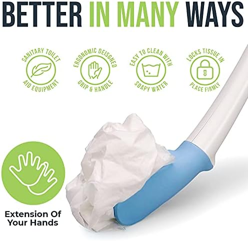 Juvo Toilet Aid - 18 Long Reach Personal Wiping Aid with Hygienic Cover - Easy Use Comfort Self Wiper for Toileting (SATA01)