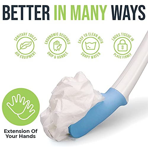 Juvo Toilet Aid - 18” Long Reach Personal Wiping Aid with Hygienic Cover - Easy Use Comfort Self Wiper for Toileting (SATA01) - Thumbnail 3
