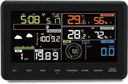 KOGORA Station météo professionnelle sans fil à énergie solaire, thermomètre sans fil avec écran tactile couleur, peut fournir la vitesse du vent, la direction du vent, la température, l'humidité, les