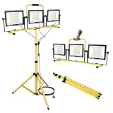 RIGIDON Luce da lavoro a LED con supporto, 300 W, 300 W, portatile, luci da cantiere da 175 V a 265 V, 30000 lm, IP66, impermeabile, per esterni e interni, con cavo da 5 m, per officina, garage