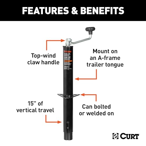 CURT 25007 A-Frame Trailer Tongue Jack, 5,000 lbs. Support Capacity, 15 Inches Vertical Travel by CURT - Image 3