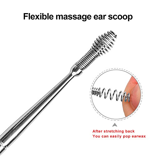 Ear Wax Remover Tool, Ear Pick Ear Curette Earwax Removal Stainless Steel 3 In 1 Scoop Curette, Tweezer, Studs Spring Ear Pick With Storage Box #TOP1