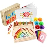 INIFEIDALA Montessori Toddler Learning Sorting Toys for 3-6 Year Olds - Rainbow Stacking, Number & Bead Matching Games with Wooden Peg Board, Develop Fine Motor Skills, Color & Math Skills