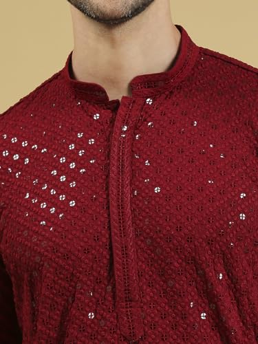 Image of Rajubhai Hargovindas Men Chikankari and Sequin Work Kurta