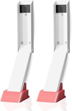 2 Pack Door Stop, No Drill Door Stoppers - Kickdown Doorstop for Home, Glass Doors, Outdoors, Easy to Install Doors with Self Adhesive Door Stopper, No Screw Flip Down Portable Door Stopper - White