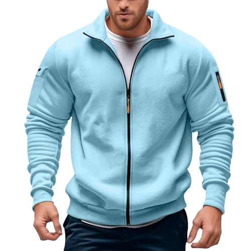 Sweat-shirt polaire zippé homme veste coupe ajustée avec col montant décontracté