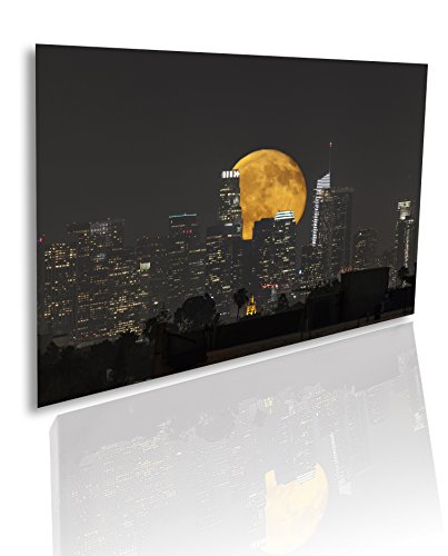 Canvas Art Wall Decor Full Moon Downtown Los Angeles California Usa Ready To Fix On The Wall Easy Fix With 3m Scotch Removable Mounting Not Included Print Photo Painting