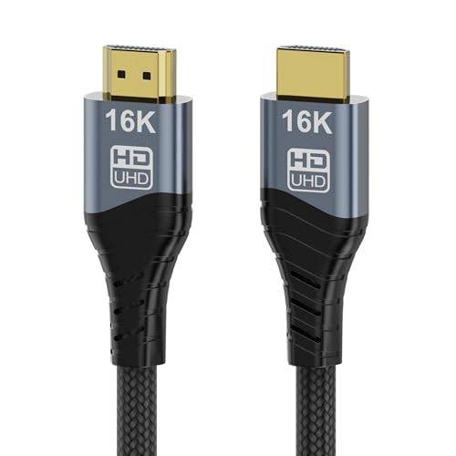 CHENLENIC 16K HDMI Cable, 96Gbps Ultra High Speed HDMI2.2 Cable 16K@30Hz 10K120Hz 8K@60Hz 4K@240Hz Cord, HDCP 2.3 & HDR10 eARC for Compatible with PS5/Xbox/Roku TV/Gaming PC/Blu-ra (HDMI2.2 16K 3M)