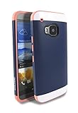 HTC One M9 (2015) Case, Kaleidio [Colour Series] Multi Tone Dual Layer Hybrid Case Protective Cover for HTC One M9 (2015) (AT&T / T-Mobile / Verizon / Sprint) [Package Includes a Overbrawn Prying Tool] - Retail Packaging [Navy Blue/Coral Pink]