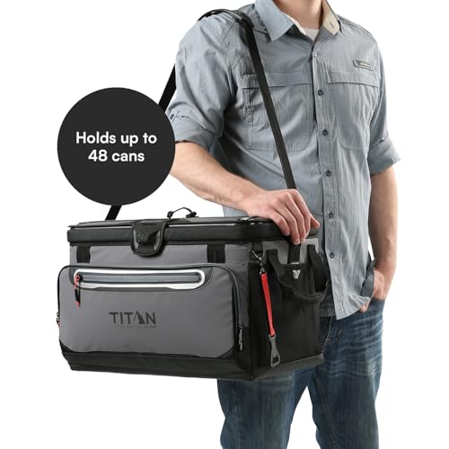 Titan by Arctic Zone Zipperless Soft Sided Cooler with HardBody Liner and SmartShelf, Insulated Bag with Shoulder Strap and Bottle Opener for Beach, Picnic, and Travel, 48 Can Capacity, Sharkskin Gray by Titan by Arctic Zone - Image 7