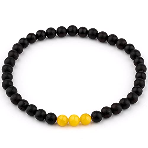 Image of Amber Culture Amber Stretch Bracelet - Handmade 5mm Beads 100% Baltic Natural Baltic Amber Stone - Unisex with Gift Box Multiple Colors