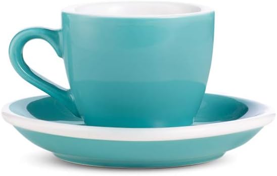 LOVERAMICS Espresso Cup and Saucer Egg Style, 80ml (2.7 oz) (Teal, 2)