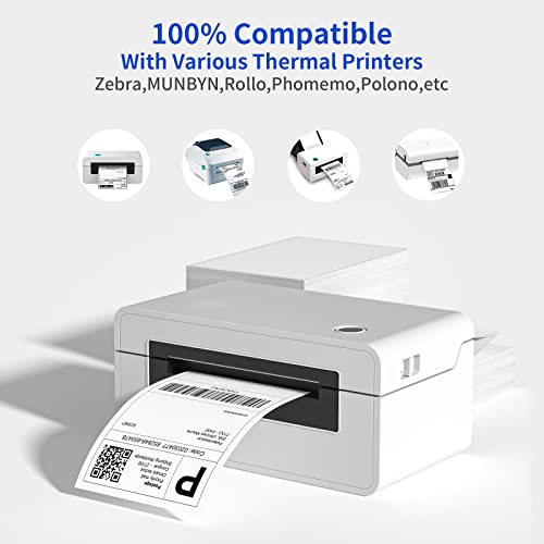 Image of 4 inch x 6 inch Fanfold Direct Thermal Labels, 1000 Per Stack, White Perforated Shipping Labels Compatible with Zebra, Elton Printers(20 Stacks)