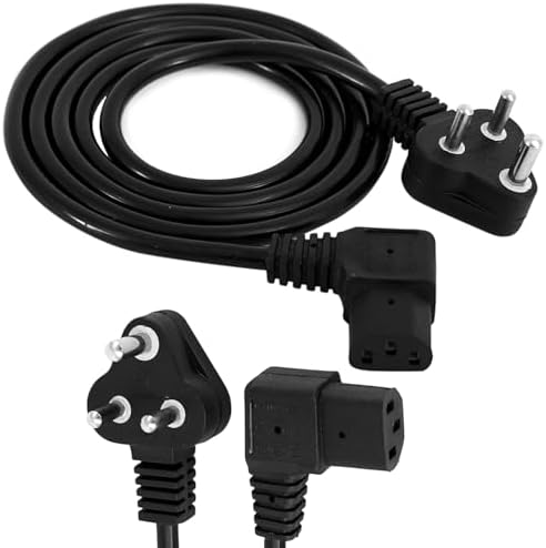 Storite 1.5M 3 Pin 90 Degree L Shape PC Power Cable, Black