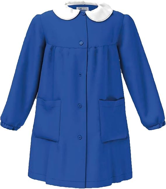 siggi School Apron for Boys and Girls without Embroidery Cotton with Buttons or Zip in White and Blue - Happy School Line, Bluette (no embroidery) 2888, 12 Years