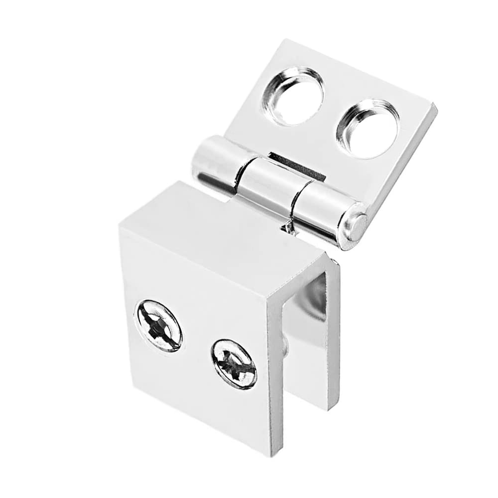 Set di 4 Cerniere per Porta in Vetro Morsetto Regolabile per Vetrine, Armadi per Vino, Porte da Bagno, Lucidato, Zinco, Plastica